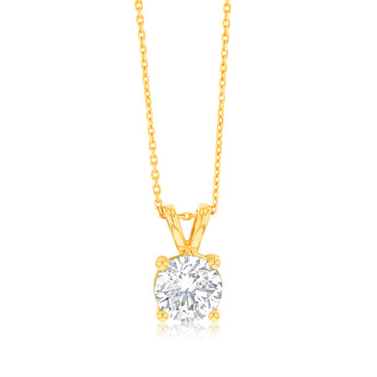Luminesce Lab Grown 2 Carat Solitaire Diamond Pendant with Adjustable Chain in  9ct Yellow Gold