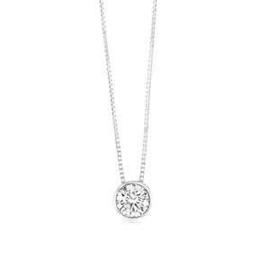Luminesce Lab Grown Bezel Pendant in 3/4 Carat Diamond with Silver Slider Chain