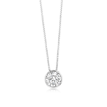 Luminesce Lab Grown 1 Carat Diamond Bezel Pendant in Sterling Silver on 45cm Chain