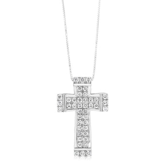 Luminesce Lab Grown Cross Pendant with Silver Slider Chain in 42 Diamonds