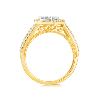 Luminesce Lab Grown 9ct Yellow Gold 0.70 Carat Diamond Heart Shaped Bridal Set