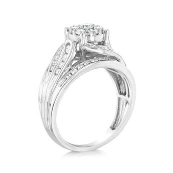 Luminesce Lab Grown 10ct White Gold 1 Carat Diamond Cluster Ring