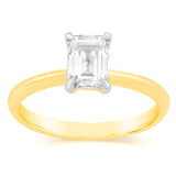 Luminesce Lab Grown Certified 1 Carat Diamond Emerald Cut Ring in 18ct Yellow Gold