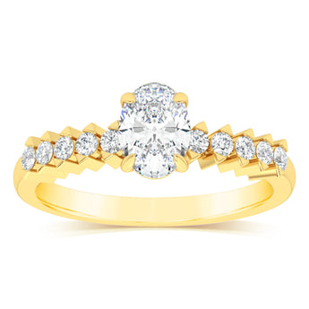Luminesce Lab Grown 1 Carat Diamond Solitaire Fancy Ring in 9ct Yellow Gold