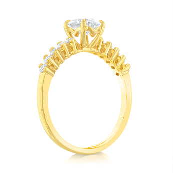 Luminesce Lab Grown 1 Carat Diamond Solitaire Fancy Ring in 9ct Yellow Gold