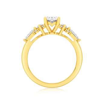 Luminesce Lab Grown 1.5 Carat Diamond Ring with 1 Carat Oval Centre in 9ct Yellow Gold
