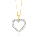 Luminesce Lab Grown 9ct Yellow Gold 0.95 Carat Diamond Heart Shaped Pendant