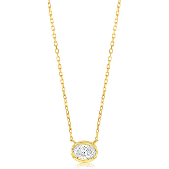 Luminesce Lab Grown 9ct Yellow Gold 1/5 Carat Diamond Oval Shaped Bezel Pendant