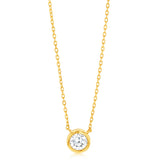 Luminesce Lab Grown 9ct Yellow Gold 1/5 Carat Diamond Round Shaped Bezel Pendant Chain Included