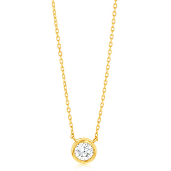 Luminesce Lab Grown 9ct Yellow Gold 1/5 Carat Diamond Round Shaped Bezel Pendant Chain Included