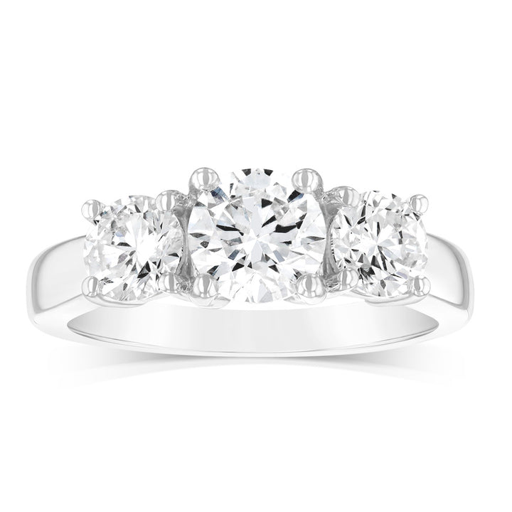 Luminesce Lab Grown Sterling Silver 2 Carat Diamond Trilogy Ring