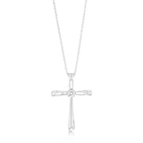 Luminesce Lab Grown Sterling Silver 1/6 Carat Cross Diamond Pendant 45cm Chain Included