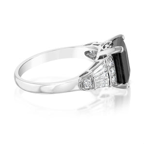 Luminesce Lab Grown 9ct White Gold 1/2 Carat Diamond 3 Carat Natural Sapphire Ring