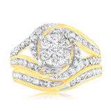 Luminesce Lab Grown 9ct Yellow Gold 1 Carat Bridal Diamond Ring Set