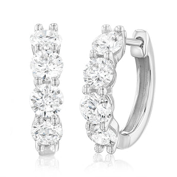 Luminesce Lab Grown 2 Carat Diamond Hoop Earrings Sterling Silver