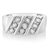 Luminesce Lab Grown 9 Diamond Channel Gents Ring in Sterling Silver