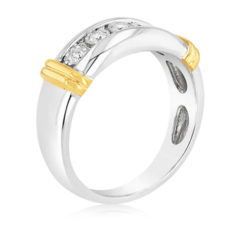 Luminesce Lab Grown 1/5 Carat Diamond Channel Gents Ring in Gold Plated Silver