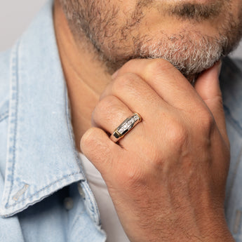 Luminesce Lab Grown 1/5 Carat Diamond Channel Gents Ring in Gold Plated Silver