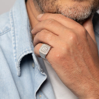 Luminesce Lab Grown 1/4 Carat Diamond Channel Gents Ring in Sterling Silver