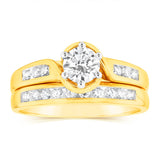 Luminesce Lab Grown 9ct Yellow Gold 3/4 Carat Diamond Bridal Ring Set