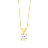 Luminesce Lab Grown Solitaire 1.5Ct Diamond Pendant in 9ct Yellow Gold with Adjustable Chain