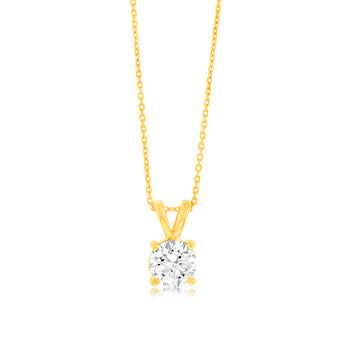 Luminesce Lab Grown Solitaire 1.5Ct Diamond Pendant in 9ct Yellow Gold with Adjustable Chain