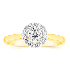 Luminesce Lab Grown 9ct yellow Gold 0.40 Carat Halo Brilliant Cut Ring
