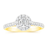 Luminesce Lab Grown 9ct yellow Gold 0.55 Carat Halo Brilliant Cut Ring