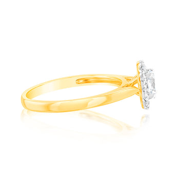 Luminesce Lab Grown 9ct yellow Gold 0.40 Carat Halo Oval Brilliant Cut Ring