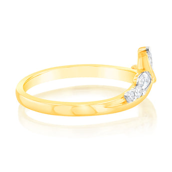 Luminesce Lab Grown 1/3 Carat Marquise and Brilliant Cut Diamonds Dress Ring in 9ct Yellow Gold