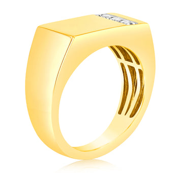 Luminesce Lab Grown 1/10 Carat Diamond Gents Ring in 9ct Yellow Gold