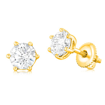 Luminesce Lab Grown 9ct Yellow Gold 2 Carat Diamond Screw back Stud Earrings