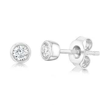 Luminesce Lab Grown 1/5 Carat Sterling Silver Bezel Diamond Studs