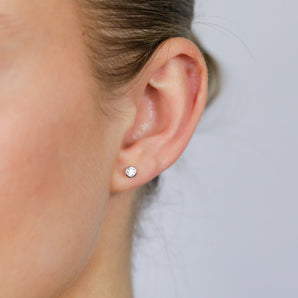 Luminesce Lab Grown 1/5 Carat Sterling Silver Bezel Diamond Studs