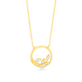 Luminesce Lab Grown 9ct Yellow Gold Tree in Circle with 10 Diamonds + 45cm Chain
