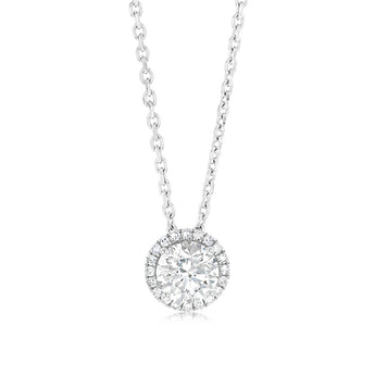 Luminesce Lab Grown 1.10 Carat Diamond Solitaire Halo Pendant Sterling Silver