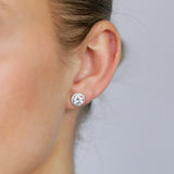 Luminesce Lab Grown 2.2 Carat Diamond Solitaire Halo Stud Earrings Sterling Silver