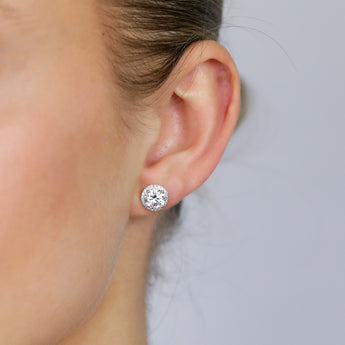 Luminesce Lab Grown 2.2 Carat Diamond Solitaire Halo Stud Earrings Sterling Silver