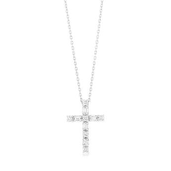 Luminesce Lab Grown 1/4 Carat Cross Pendant on 45cm Chain in 9ct White Gold