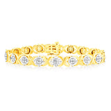 Luminesce Lab Grown 1 Carat Tennis Diamond Bracelet in Gold Plated Silver  17.5CM