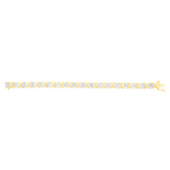 Luminesce Lab Grown 1 Carat Tennis Diamond Bracelet in Gold Plated Silver  17.5CM