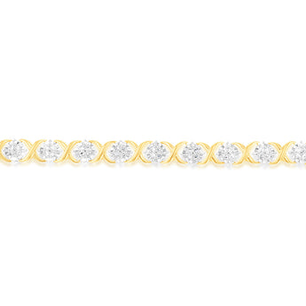 Luminesce Lab Grown 1 Carat Tennis Diamond Bracelet in Gold Plated Silver  17.5CM