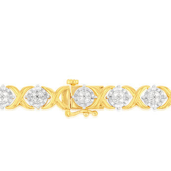 Luminesce Lab Grown 1 Carat Tennis Diamond Bracelet in Gold Plated Silver  17.5CM