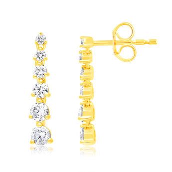 Luminesce Lab Grown 1 Carat Diamond Drop Earrings in 9ct Yellow Gold