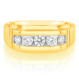 Luminesce Lab Grown 5 Diamonds Gents Ring in 9ct Yellow Gold