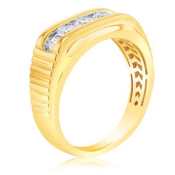 Luminesce Lab Grown 5 Diamonds Gents Ring in 9ct Yellow Gold