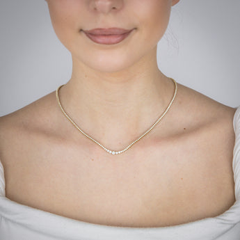 Luminesce Lab Grown 3 Carat Diamond Tennis Necklace in 9ct Yellow Gold