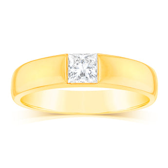Luminesce Lab Grown 1/2 Carat Diamond Gents Ring in 9ct Yellow Gold