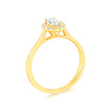 Luminesce Lab Grown 1/2 Carat Diamond Oval Halo Ring in 9ct Yellow Gold