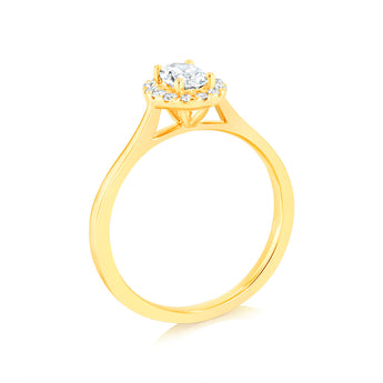 Luminesce Lab Grown 1/2 Carat Diamond Oval Halo Ring in 9ct Yellow Gold